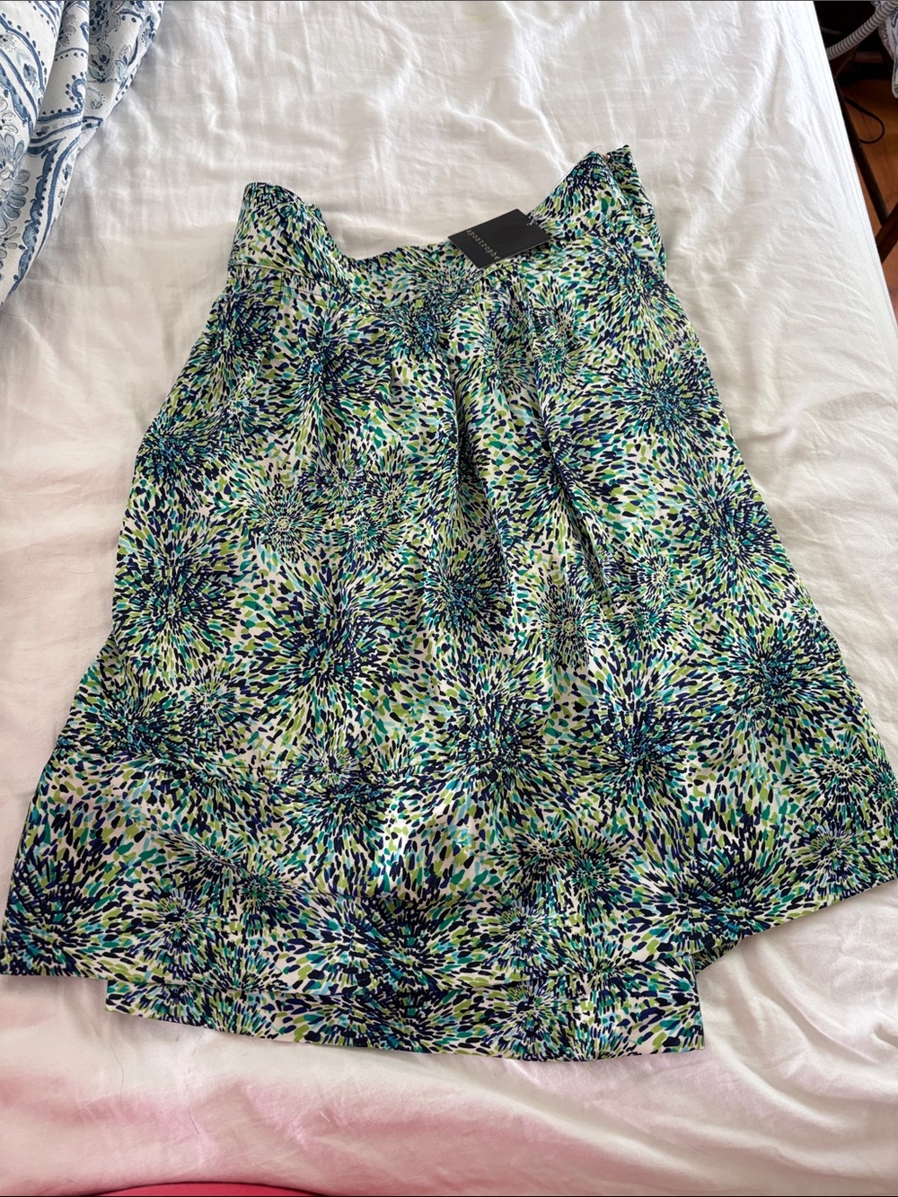 Apostrophe Floral Burst A-Line Skirt in Blue and Green